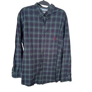 Walt Disney World Button Down L Mickey Casual Tartan Preppy Night Watch Plaid